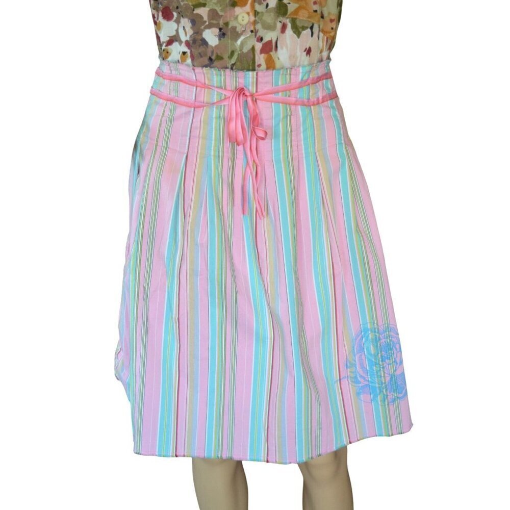 Vintage y2k Old Navy Mean Girls Pastel Striped Floral A Line Skirt Womens 10 Spr